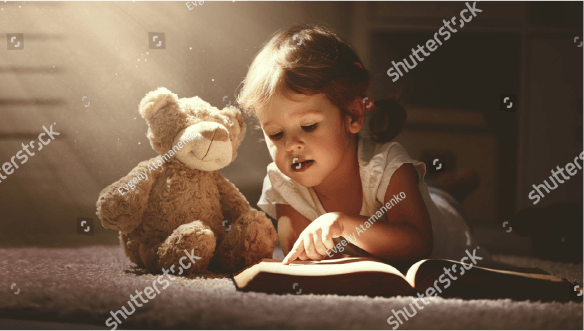 A girl is reading a book