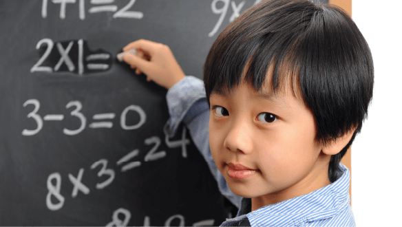 Primary student solving math question using Singapore Math methodology