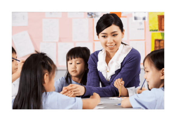 a teacher is teaching a group of students