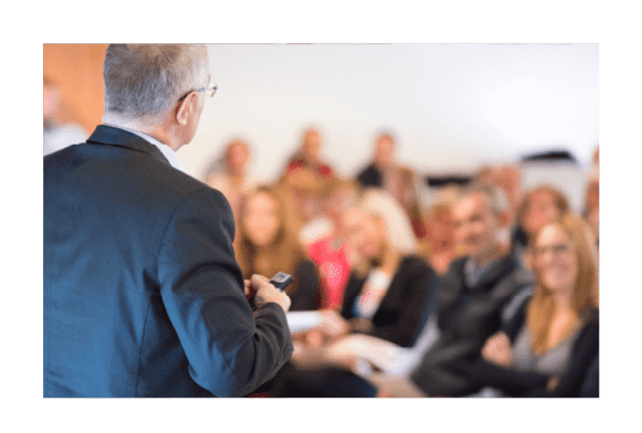 a professional is giving a talk